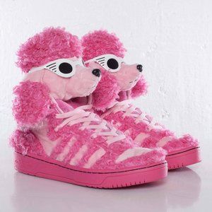 Adidas Original x Jeremy Scott, Limited Edition Sneakers, Pink Poodle, Size 7.5